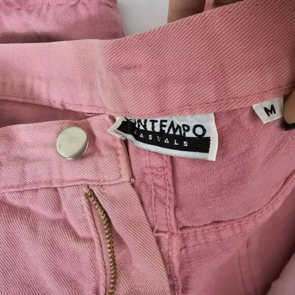 Vintage 90s Contempo Casuals Womens M Pink‎ Denim Jorts Jean Long Shorts